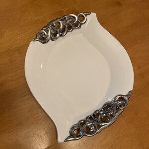 222 Fifth White Pierced Silver Serveware Platter/Plate